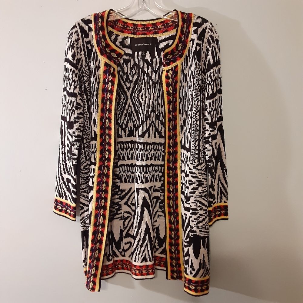 Jealous Tomato Aztec Print Open Front Cardigan Size Small